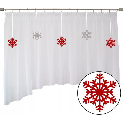 Weihnachtsvorhang, Winterdekoration, Schneeflocken, durchbrochenes Muster, 400 x 145 cm