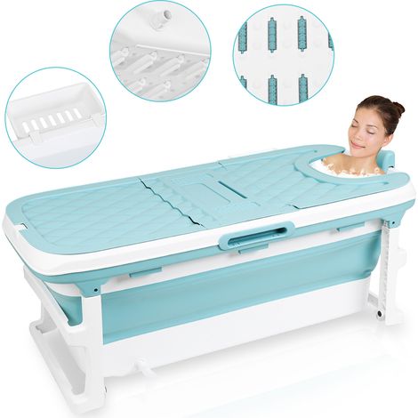 Randaco Mobile 132cm Faltbare Badewanne für Kinder & Erwachsene Spa Sauna Beweglich Bathtub mit Abdeckung Blau Wasserwanne (1/5)