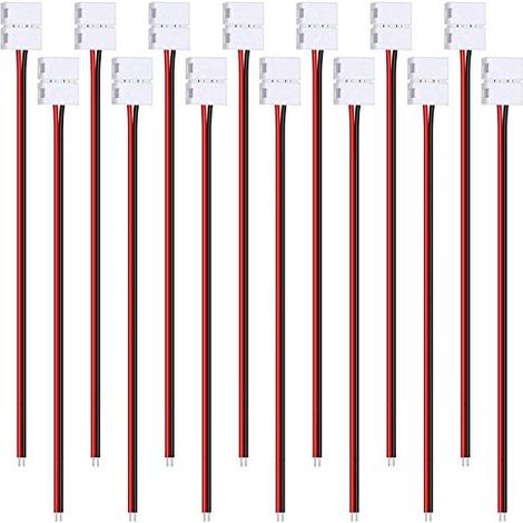 Pack of 24 8mm 2-pin LED strip connectors for 8mm wide SMD 3528 2835 LED strip lights, solderless (1/5)