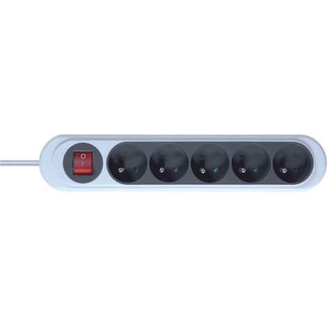 DEBFLEX - NOLA BLOC 5 PRISES 2P+T 16A AVEC INTERRUPTEUR 1M30 GRIS FONCE - 716073