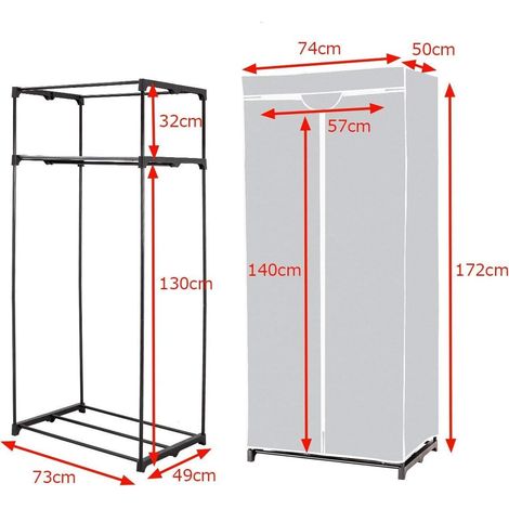 COSTWAY Armario de Tela Plegable 75x50x170cm Guardarropa Closet con Barra para Colgar Ropa Organizador Gris (1/5)