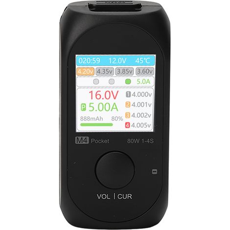 Chargeur équilibreur 1 à 4S pour batterie lithium, écran couleur 1,54 pouce, double sortie XT30/XT60, tension DC 7-25V (1/5)