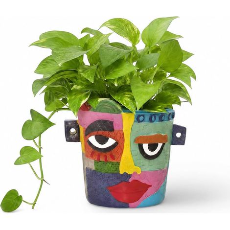 Pot de plantes à visage abstrait, pot de fleurs tête pour plantes d'intérieur, pot de fleurs amusant, vase coloré pour succulentes pour jardin extérieur et décoration d'intérieur (A (1/5)