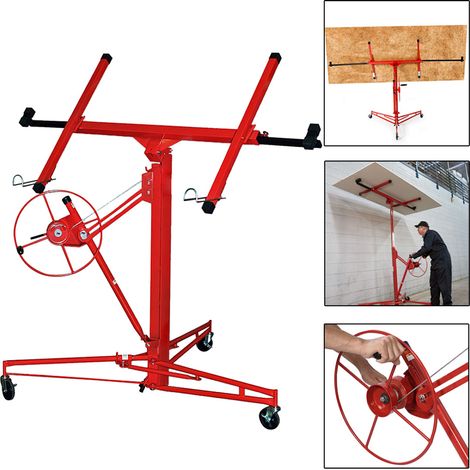 Randaco Plattenheber Montagehilfe Panelheber Paneelheber Plattenlift Set Ventosa per Pietra Piastrelle Edilizia Secca Pro Rosso (1/5)