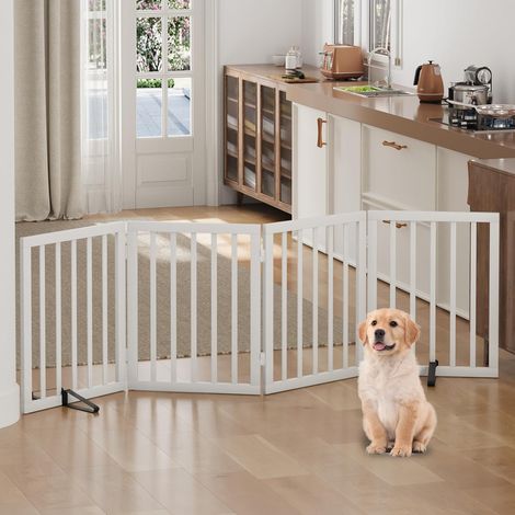 Folding Dog Screen Freestanding Room Divider 4 Panel Room Divider (White) (1/5)
