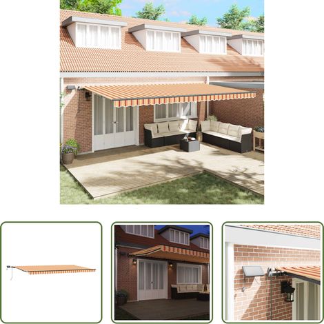 Ombrage extérieur - Auvent Rétractable jaune et orange 600 ×300 cm tissu (1/5)