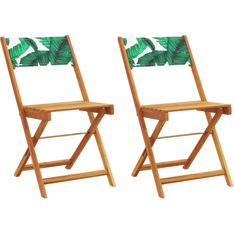 Chaises de bistrot lot de 2 Chaises d'extérieur motif de feuilles acacia et tissu (1/5)