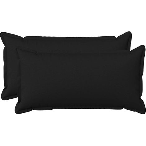 Cushion Cover 2 pcs HOUTEN Black 40 x 70 cm Faux Linen vidaXL