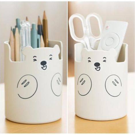 Pot a crayon, 3 pcs Porte-stylo Multifonction, pot a crayon bureau, Convient au bureau, à la maison, à l'école (Rose, Blanc, Bleu) (1/5)