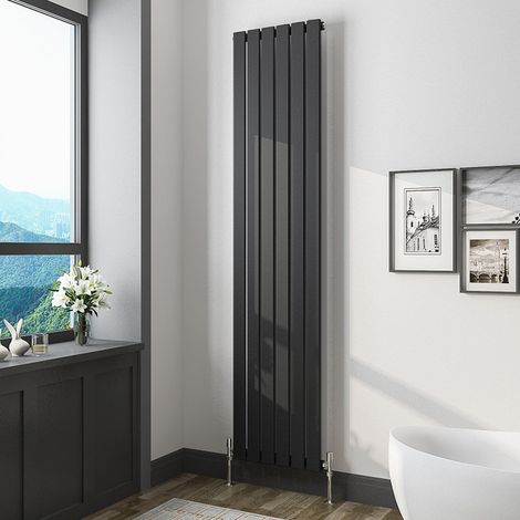 Biubiubath Black Flat Panel Radiator Central Heating  Vertical Single Desinger 1800x408mm (1/5)