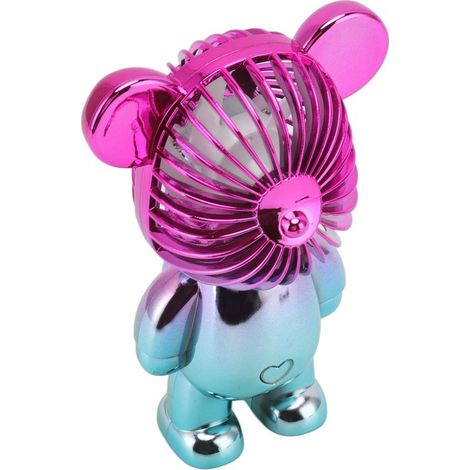 Ventilateur électrique portable à main en forme d'ours mignon, rechargeable par USB, idéal pour le bureau, la chambre et le coin lecture (format A2). (1/5)