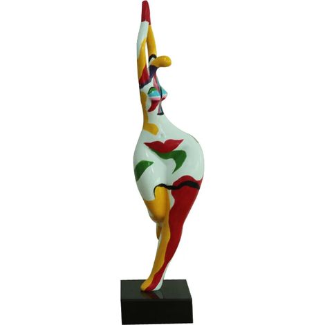 Statue femme bras en l'air et peinture abstraite H61 cm - WOMAN FACE (1/3)