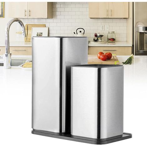 Bloc à couteaux universel 2 en 1 - Design de rangement - En acier inoxydable - Bloc à couteaux unique - Sans couteaux, ciseaux - Organiseur pour restaurant et cuisine - Antidérapant (1/5)