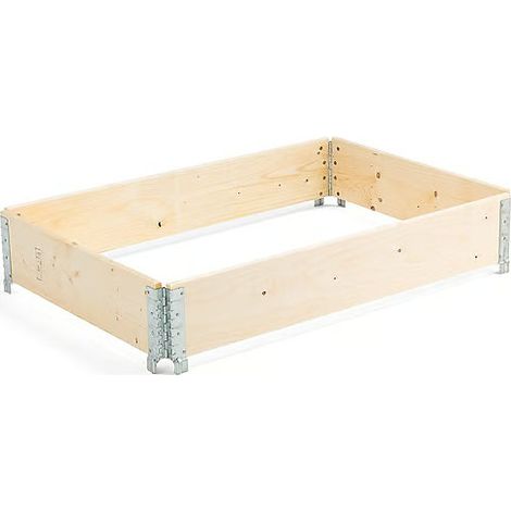 Rehausse en bois pour palette européenne – Charge maximale 200 kg – Pliable avec 4 charnières – Surface rabotée pour stockage efficace
