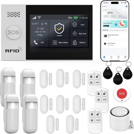 Kit Alarme Maison sans Fil, Alarme Connectée WiFi + 4G (1/5)