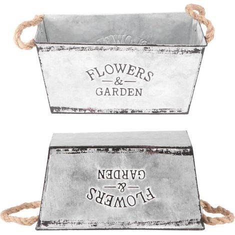 aus Metall in Silber Mittlerer Blumeneimer mit Henkel für