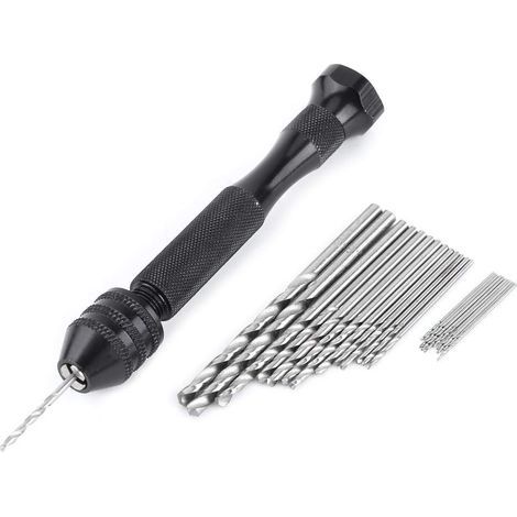Perceuse à Main de Précision d'étau, mandrin de serrage 0.5-3.0mm avec 25 forets de précision pour fabrication d'art travail d'artisanat suspension de bijoux ou de souvenirs (1/5)
