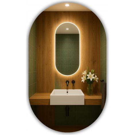 Ovaler LED-Spiegel 50x110 mm, wasserdicht (IP65), aufhängbar, vertikal/horizontal, LUNA (1/5)