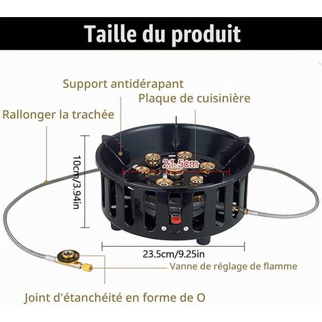 Réchaud Camping, Réchaud à Gaz Adaptateurs à Gaz Coupe-Vent Allumage Piézo Sac Transport Plaque Cuisson Gaz Portable Camping Randonnée Fêtes (1/3)