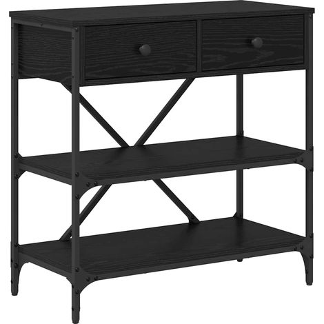 Table console，Table d'appoint，Bout de canapé，Meuble d'entrée avec tiroir Chêne noir 75 x 34,5 x 75 cm bois