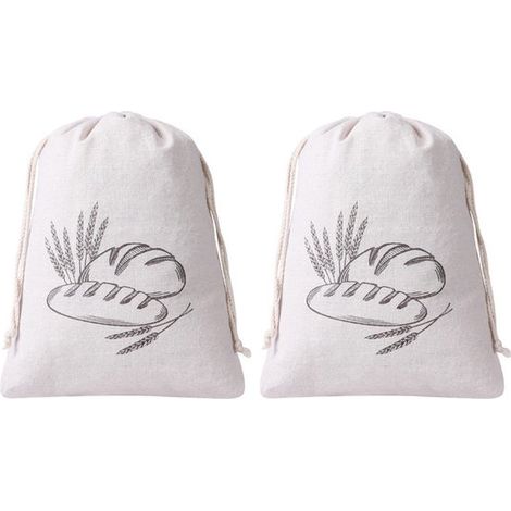 Dos bolsas reutilizables para pan - 42 x 32 cm - forro de algodón y lino - con cierre a presión - Estilo A (1/5)