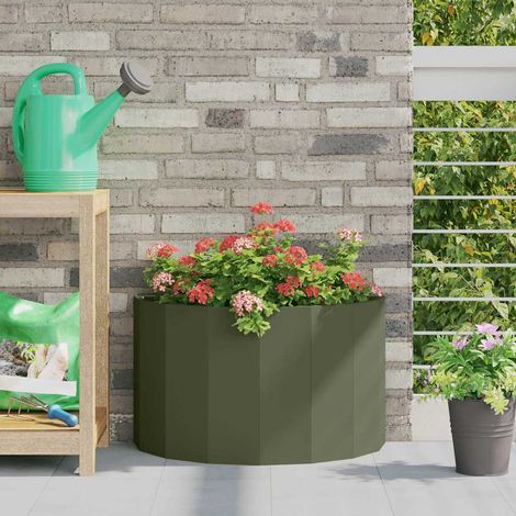 Pflanzkübel Olive Grün 60 x 30 x 35 cm Stahl