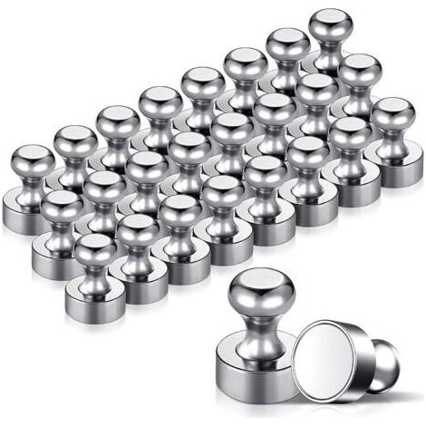 HOXILEELEO - Lotto di 24 potenti magneti, 12 x 16 mm – in Acciaio inox – può contenere fino a 20 fogli A4 – ripostiglio e Box incluso – 24 pezzi (1/5)