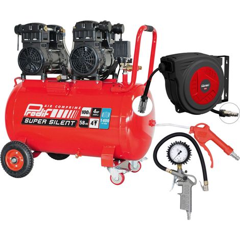 PRODIF Compresseur Super Silent SIL1003 100L 3CV + Enrouleur EN 20 + Soufflette + Poignée de Gonflage (1/5)