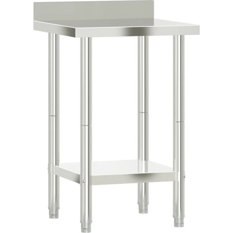 Kitchen Work Table with Backsplash 55x55x93 cm Stainless Steel vidaXL