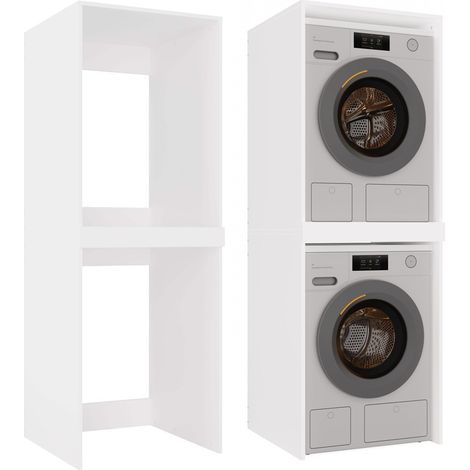 Pola Twin White Laundry Cabinet Washer Dryer Storage Unit