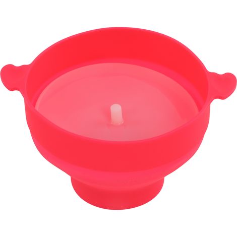 Bol à Popcorn Micro-ondes avec Couvercle Transparent et Poignée, Rétractable en Silicone Rose Rouge pour Maison