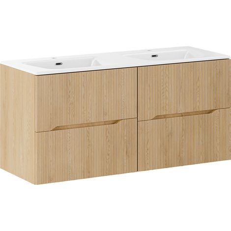 Meuble double vasque encastrée 120cm Isaline Bois (1/5)