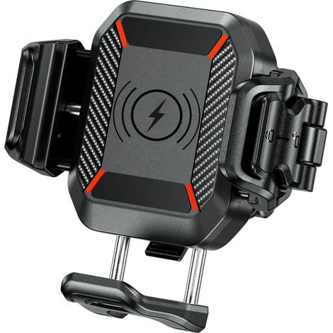 Supporto per telefono da moto antivibrazione Biketec con bloccaggio rapido, caricatore a induzione e smorzatore USB-C R24-PD (1/3)