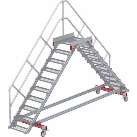 Euroline 512 mobiler Überstieg 45° Stufenausführung Stahl Gitterrost Stufenbreite 600mm 10 Stufen