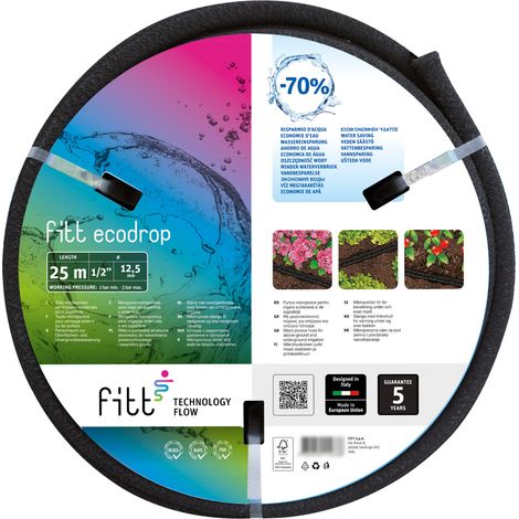 FITT ECODROP 1/2" (12,5mm) 25m - Perlschlauch für die unter- und oberirdische Bewässerung und eine gezielte Tropfbewässerung der Pflanzen an bestimmten Punkten, ohne Zubehör (1/3)