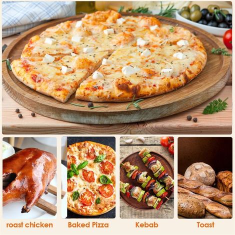 Set aus 1 Keramik-Pizzastein mit Holzschieber, temperaturbeständig für Backofen und Grill (1/5)