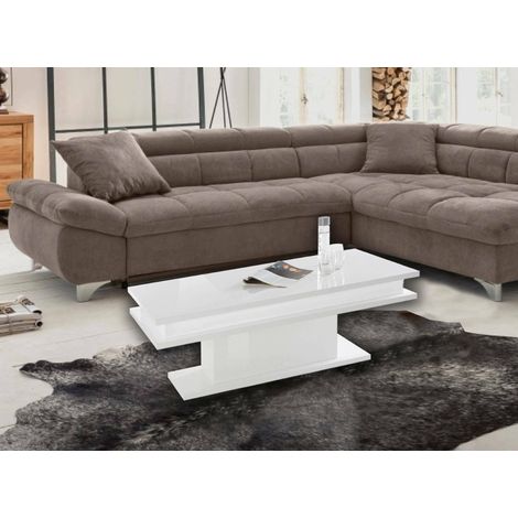 Dmora Table basse, Made in Italy, Table de salon, 100x55h42 cm, couleur blanc brillant, avec emballage renforcé (1/3)