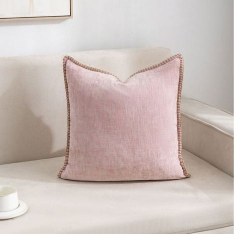 Housse De Coussin - Chenille - 30 x 50 cm - Style Champêtre - Bordure Surpiquée - Fermeture Éclair Invisible - Lot De 2 (1/4)