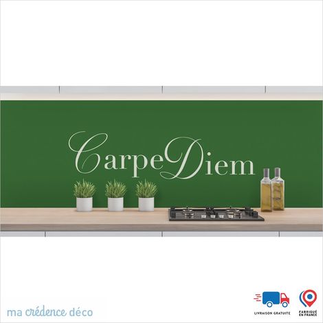 Crédence : CARPE DIEM 2 - Couleur Vert émeraude - Alu composite - 60 - 120 (1/3)