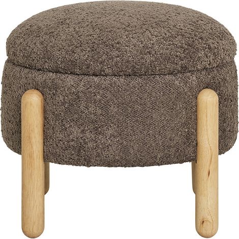Rosie - pouf - en tissu bouclette - marron (1/4)