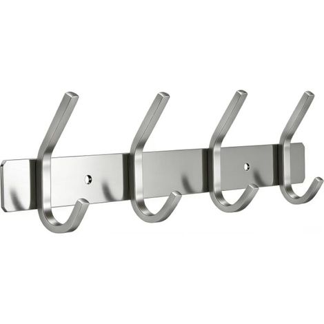 (4 Crochet,Argent)Porte Manteau Mural,Patères Porte Manteaux en Acier Inoxydable Crochet Mural pour Chambre Salle de Bain Cuisine (1/5)