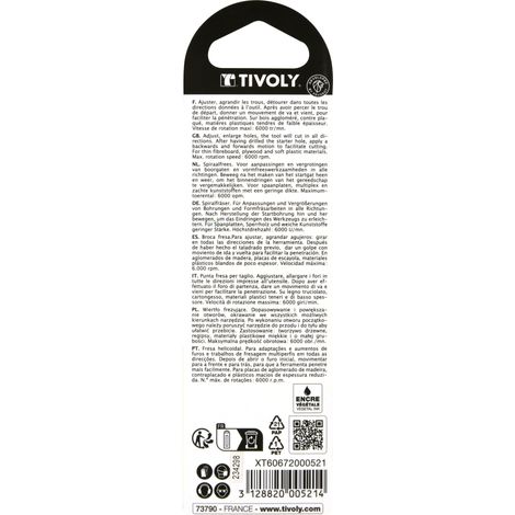 Tivoly - Punta da taglio Ø 6 mm HSS - permette di forare e poi tagliare i materiali teneri