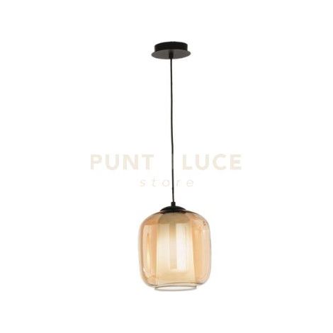 SOSPENSIONE BONNIE 2 VETRO AMBRA 1 LUCE ATTACCO E27 D.22CM H.26CM
