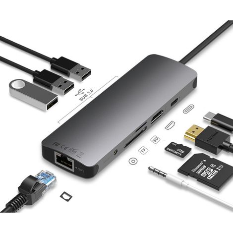 Un hub USB4 con una porta HDMI 8K, compatibile con dispositivi Type-C, supporta il trasferimento dati GEN2 a 10 Gbit/s, la ricarica rapida PD da 60 W e una porta USB 3.0, adatta a dispositivi come Mac
