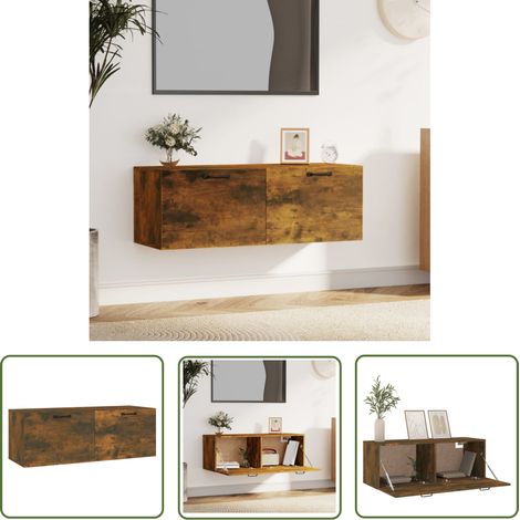 The Living Store Wandschrank Räuchereiche 100x36,5x35 cm Holzwerkstoff - Hängeschrank - Wandschrank - Regal - Aufbewahrungsraum - Wohnzimmer Dekoration (1/5)
