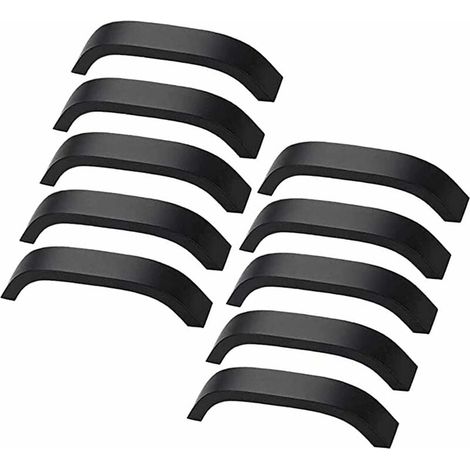 Lot de 10 Poignées de Meuble Modernes Noires, Entraxe 128 mm, Poignées de Porte d'Armoire et Placard avec Vis, Tiroir, Cuisine, Dressing et Mobilier (1/5)