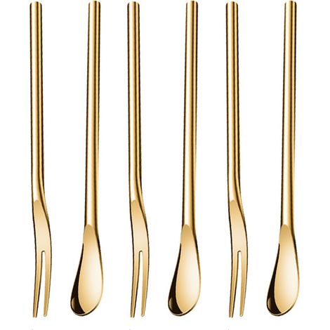 Couverts En Acier Inoxydable - Fourchettes De Table Modernes Multicolores - Pour Mariages Et Dîners Familiaux - Lot De 6 Pièces