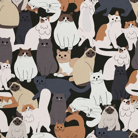 Telas decorativas para exteriores Oxford - motivo: gatos de diversas razas (1/5)