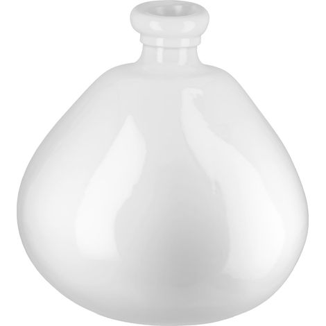 Vase en Verre - Blanc - Hauteur 32 cm x Ø 31,5 cm - Vase décoratif Rond - Fabrication européenne (1/4)