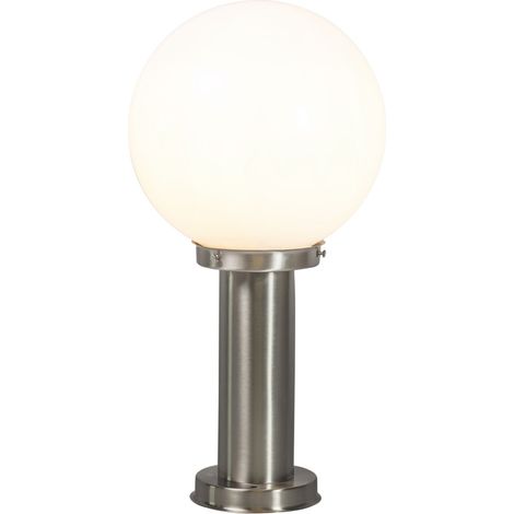 QAZQA Moderno Farola moderna de exterior de acero inoxidable 50 cm - Sfera Plástico / Alargada Adecuado para LED Max. 1 x 40 Watt